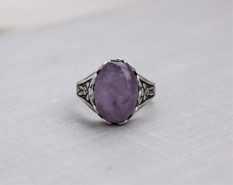Amethyst Ring. Antique Silver or Antique Brass