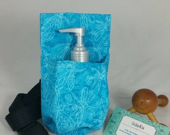 Massage Therapy 8oz cream jar hip holster, turquoise dragonfly, black belt