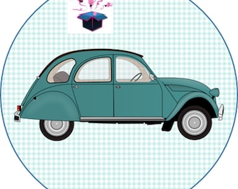 1 cabochon clear 20mm 2cv car theme