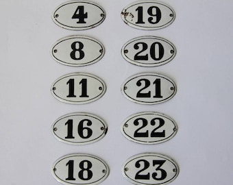 French Antique Enamel Numbers Loft Living, Furniture Hardware, Antique oval Enamel Number Plate