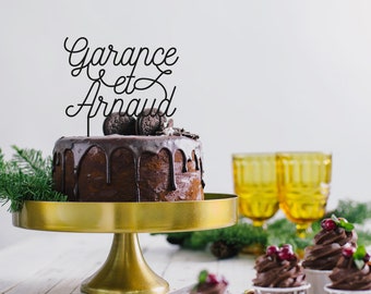 Décoration de gâteau dit cake topper prénoms pour mariage - personnalisation