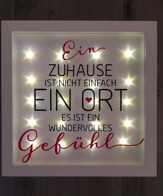 Geschenk zum Einzug beleuchteter Bilderrahmen mit Spruch