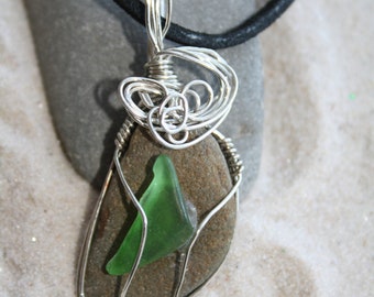 Beach Stone and Sea Glass Necklace