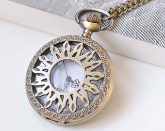 1 PC Antique Bronze Large Filigree Pocket Watch 47mm A272
