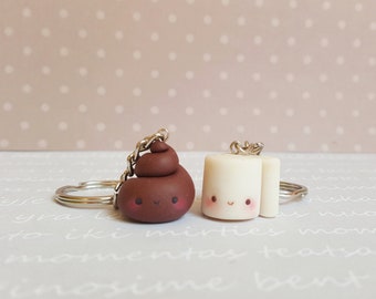 Poop and toilet paper friendship necklace, best friend keychain, best friend necklace, kawaii necklace, friendship keychain, bff necklace