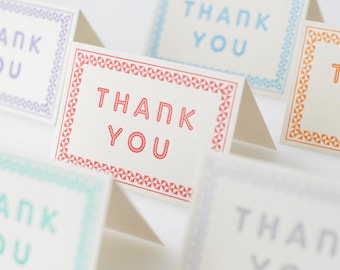 Pack of Six Letterpress Thank You Cards