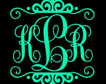 Framed Monogram Decal, Monogram Car Decal, Monogram Decal