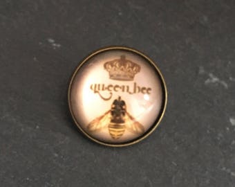 Queen Bee Glass Dome Vintage Style Brooch