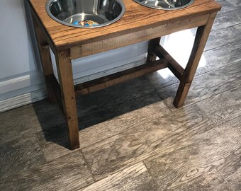 Farmhouse Style Raised Dog Feeder Raised Dog Bowl Stand Elevated Dog Bowl Dog Dish Dog Feeder Dog Bowl Feeding Stand Elevated Dog Bowls