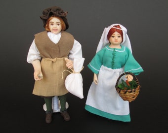 Miniature Medieval and Tudor handmade doll in 1:12 scale for dollhouse by Paola&Sara Miniature - Dolls, dollshouse, 1/12