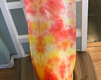 Vibrant Red and Yellow silk scarf