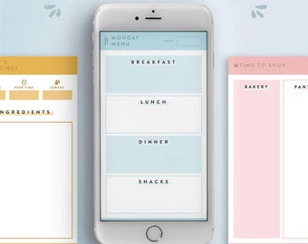 Meal Planner • Grocery Shopping List, Inventory, Recipe Card, Vegan Grocery List, Go-To Meal, Meal Plan, Food Planning