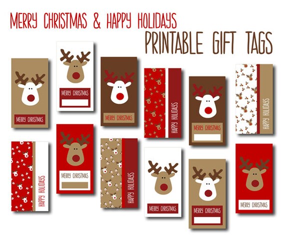 digital christmas gift tags red white brown reindeers digital christmas gift tags red white brown reindeers