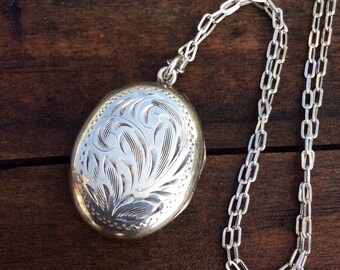 Vintage Birks Sterling Silver Oval Locket Necklace