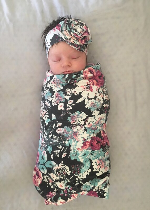 Gift setfloral headband and swaddle blanketphotography prop