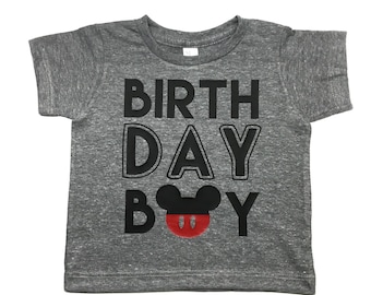 Baby Boy birthday shirt Mouse Birthday Boy shirt for any birthday, mickey themed 1st 2nd 3rd or 4th birthday shirt, little boy birthday shir