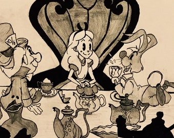 Mad Tea Party Drawing - Print