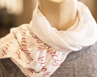 coworker gift, monogram scarf, personalized scarf, gift for her, quote print