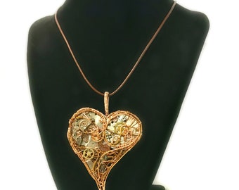 Large Mechanical Heart Steampunk Pendant