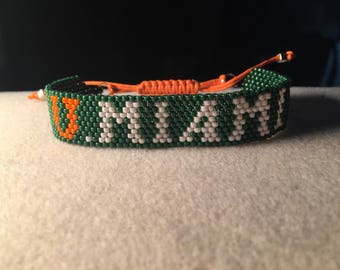 University of Miami beaded bracelet ***UM***