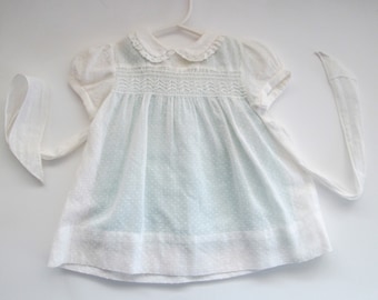 Vintage Baby Dress Dotted Swiss Lawn Size 12M White