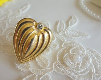 Kliederclip-Heart with rhinestone-robe clip, Tuchclip, Pulloverclip-Fashion jewelry with heart