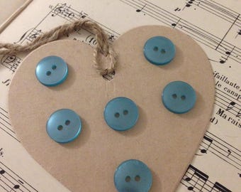 Set of 6 medium TURQUOISE buttons