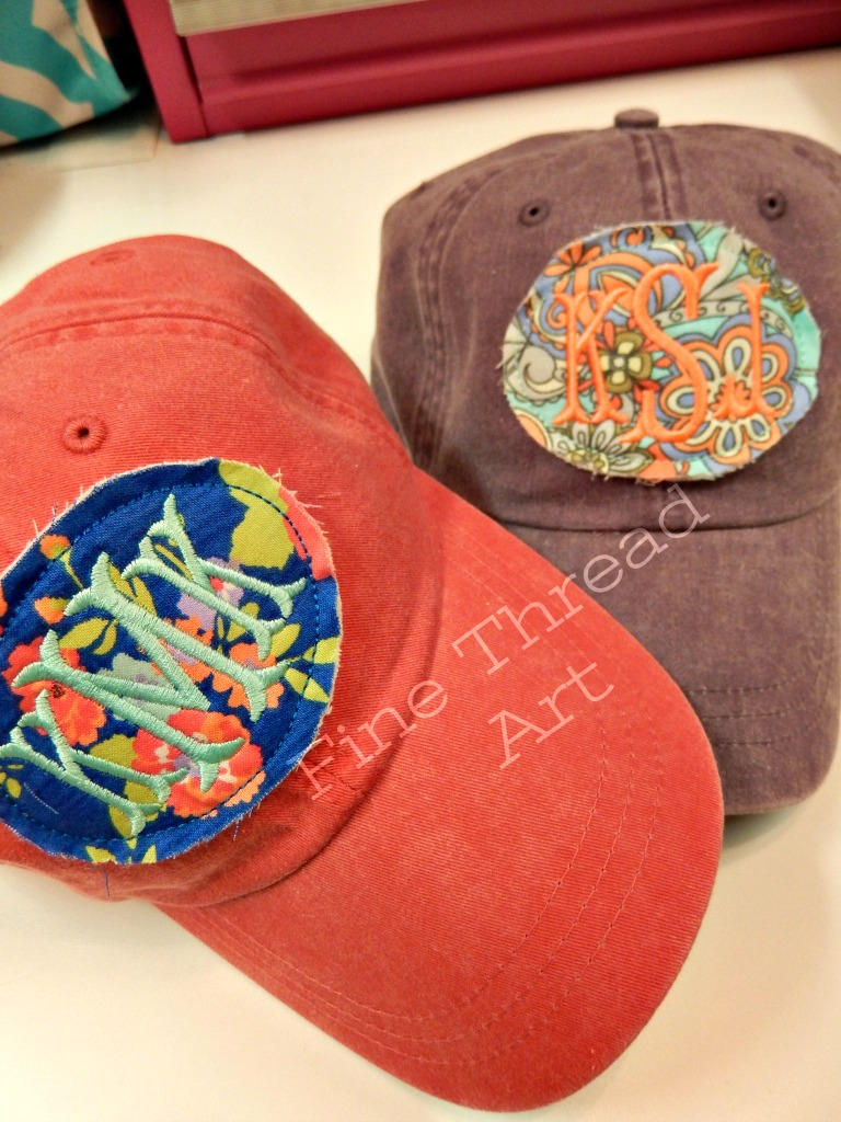 LADIES Floral Applique Monogram Baseball Cap Hat LEATHER strap