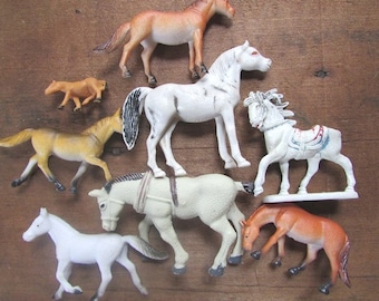 Toy Horses Plastic Play Horses Vintage Herd of Tiny Horses