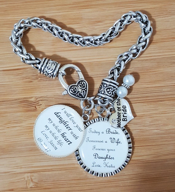 Mother of the Bride Bracelet / Mother of the Bride Gift / Wedding Keepsake / Personalized Mother of the Bride Gift from Bride and Groom