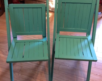 Wooden folding chairs /turquoise