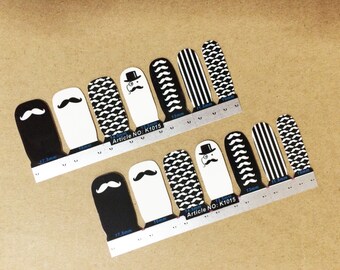 Nail Patch Foils, Nail sticker nail , Nail Wraps Sheet ,Mustache nail wrap , mustache nail stickers , mustache nail decals