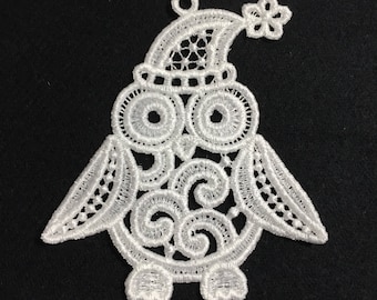 Penguin Owl Embroidered Free Standing Lace