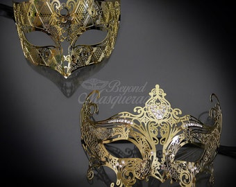 4everStore Couples Masquerade Mask, Gold Masquerade Mask, Mens Masquerade Mask, Masquerade Masks Women