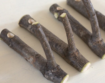 Set of 4 Branch Hooks Rusic Natural Home Decor