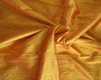 Silk Dupioni in Yellow with Red shimmers, Extra wide 54 inches - DEX 271 A