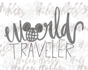 World Traveler Epcot SVG DXF Silhouette Cut File PNG