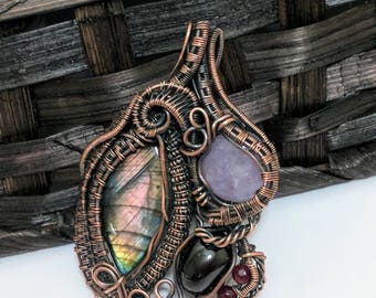 Wire wrapped Pendant, Wire wrapped jewelry, Valentine's gift, gift for women, Labradorite necklace, gemstone necklace, heady pendant
