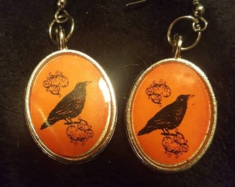 Crow raven Halloween earrings