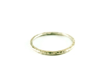 Silver Hammered Band Stacking Ring