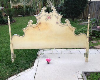 FRENCH PROVINCIAL King HEADBOARD / Tall French Style Scroll Headboard with Posts / Baroque King Headboard Paris Apt at Retro Daisy Girl