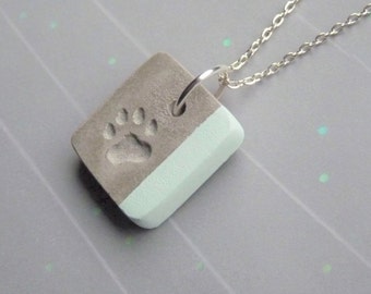 Necklace concrete with paw-pastel-choice of colours-Pfotenmotiv-gift-