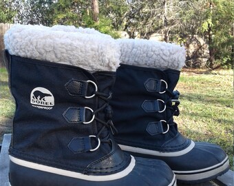 Black Childrens Sorel Winter Rain Snow Boots Sizw us3 Youth Faux Fur Waterproof