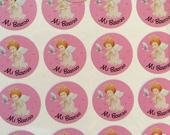 Mi Bautizo Stickers for Girl, 100 PCS, Mi Bautizo party favors, Mi Bautizo envelopes seals, Girl Mi Bautizo labels .