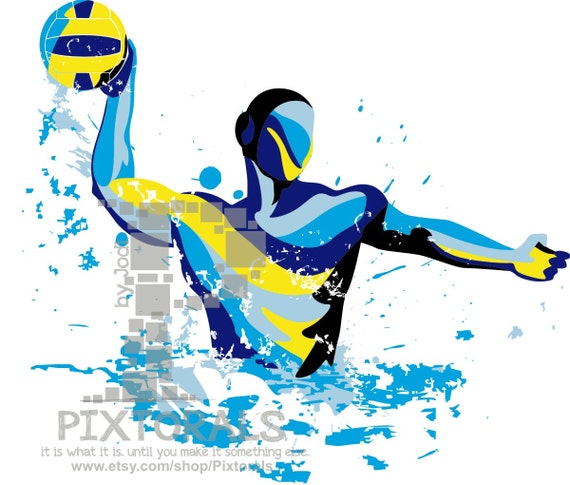 Water Polo Player Vector Set of eps jpeg png editable