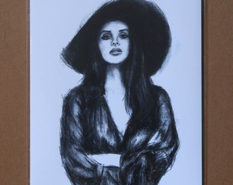 Lana Del Rey Charcoal Drawing, Lana Del Rey Wall Decor, Lana Del Rey Print, Lana Del Rey Wall Art
