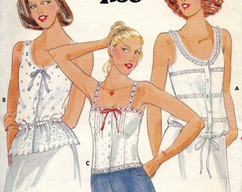 1970s Butterick 5992 JANE TISE Misses Summer Tops Pattern Square or Scoop Neck Peplum Womens Vintage Sewing Pattern Size 8 Bust 31 UNCUT