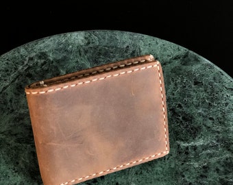 Bifold Wallet, Handmade leather wallet Leather, Personalized Wallet, Man Wallet, minimalist wallet, Groomsmen Gift- Cinnamon ID: TEXAS005