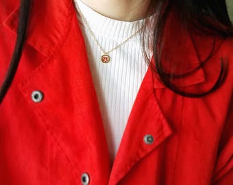 Resin / necklace / red / Pressed Flowers, Real Flower Necklace, Simple Gold Necklace, Resin Flower Jewelry, Cool Necklace, Gift for her