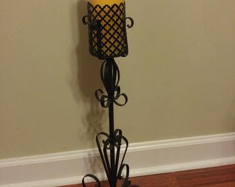 Black Metal Candle Holder-Vintage